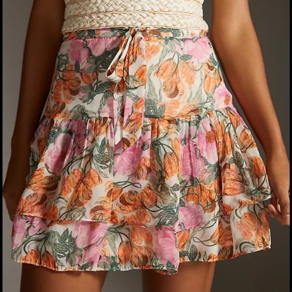 Cecilia Pettersson for Anthropologie Floral Mini Skirt Multicolor Size small